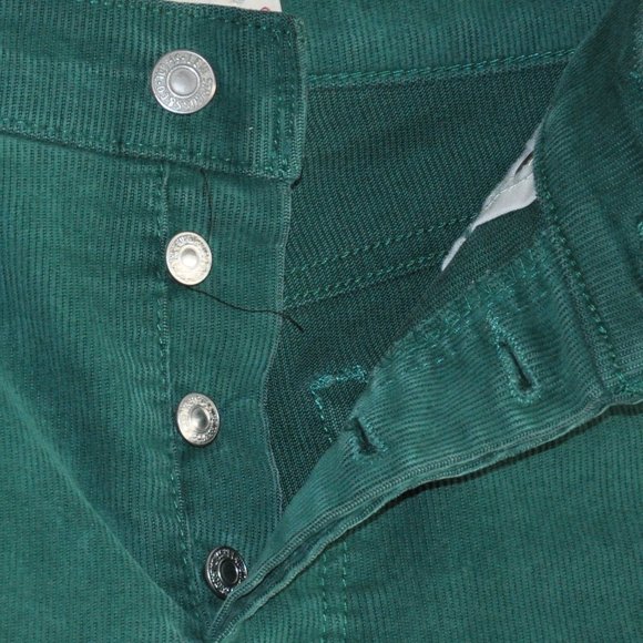 Levi's Green Wedgie High Rise Corduroy Button Fly White Tab Pants Cords W30 L26 - Picture 3 of 7